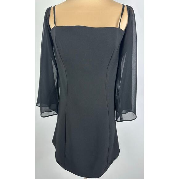 Privacy Please Revolve Size Medium Laguna Mini Dress Black Chiffon Sleeves - Picture 2 of 9